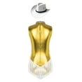 thumbnail image 2 of iiniim Womens Sequins Fringed Latin Dance Costume Shiny Sequins Leotard Bodysuit with Hat Gold S, 2 of 7