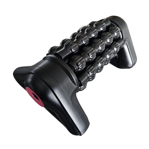 Masajeador eléctrico percusivo con rodillos, regalo ideal, herramienta para ejercitar y masajear los músculos. Negro y rojo rosado