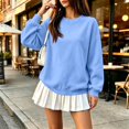thumbnail image 2 of Crew Neck Sweatshirts Women Fall Oversized Crewneck Sweatshirt Vintage Fleece Pullover Loose Fit Cute Y2K Hoodie Sky Blue 3XL, 2 of 7