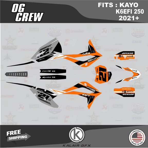 Kalair GFX Graphics Kit for Kayo K6EFI 250 Dirt Bike (2021 ) Og-crew Series