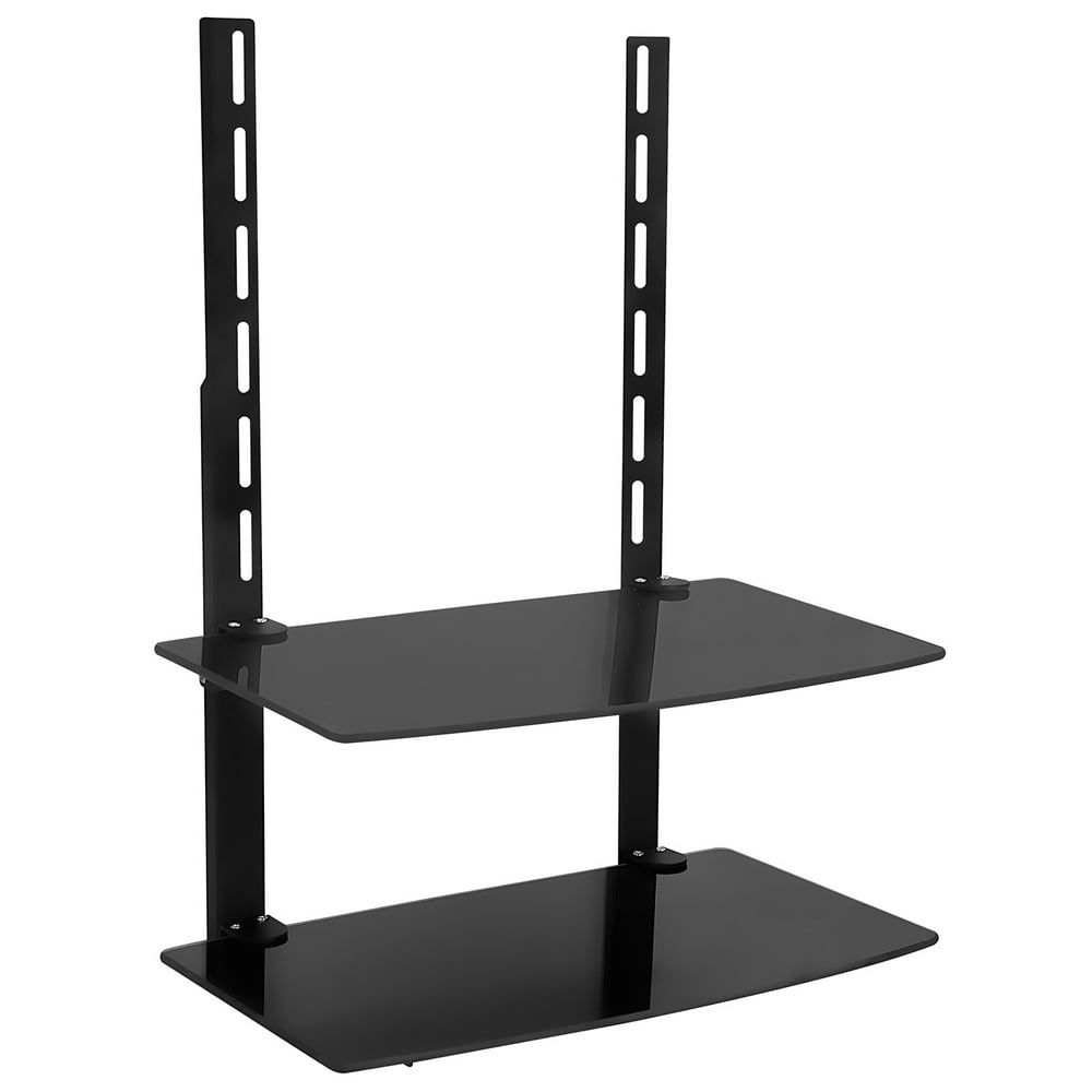 MountIt! TV Wall Mount Shelf Two Tempered Glass Shelves Storage