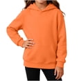 thumbnail image 5 of Miluxas Kids Solid Pullover Hoodie for Girls Boys, Hood Sweatshirt with Front Kangaroo Pocket, Soft Long Sleeve Basic Top Orange 3-4 Years, 5 of 6