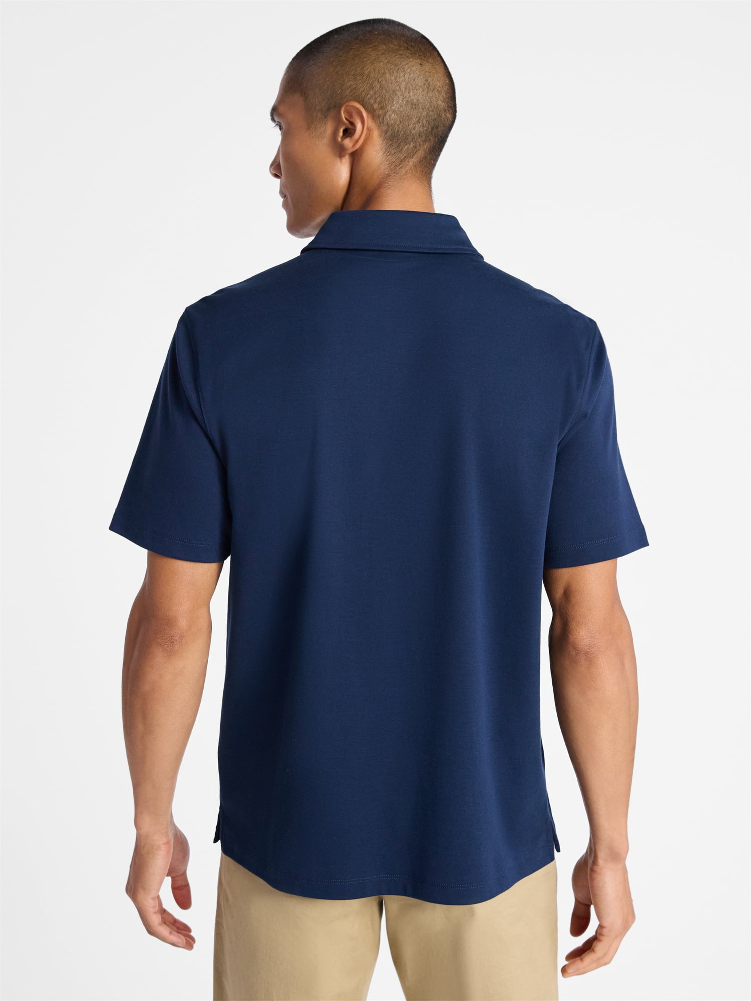 Free Assembly Mens Cotton Polo Shirt with Short Sleeves, Sizes XS-3XL