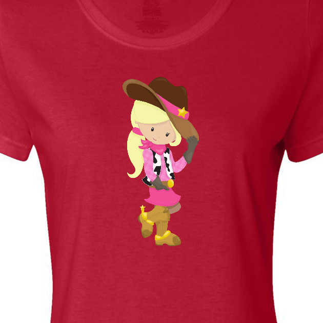 Inktastic Cowboy Girl, Girl With Cowboy Hat, Blonde Hair Women's T-Shirt - image 3 of 4
