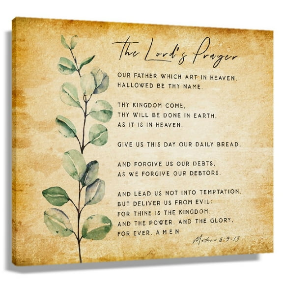 Scripture Wall Art Matthew 6 9-13 Botanical Wall Art Rectangle Pictures Printed Canvas Artwork For Bedroom Unframed 12x18 in