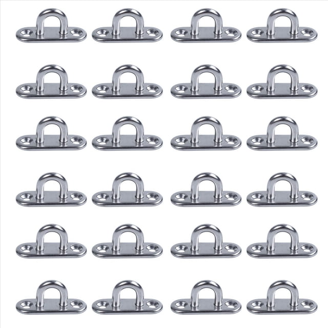 24Pcs 5Mm 304 Acero Inoxidable Almohadilla Oblonga Ojo Placa Grapa Anillo Gancho