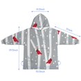 thumbnail image 7 of Gray Christmas Cardinal Bird Pattern Blanket Hoodies for Kids 6-13YR Oversize Wearable Blanket Hoodies for Boys Girls Teens, 7 of 7