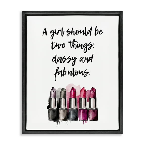 Stupell Industries Classy Fabulous Lipsticks Fashion Painting Black Floater Framed Canvas Art Print Wall Art, 17 x 21