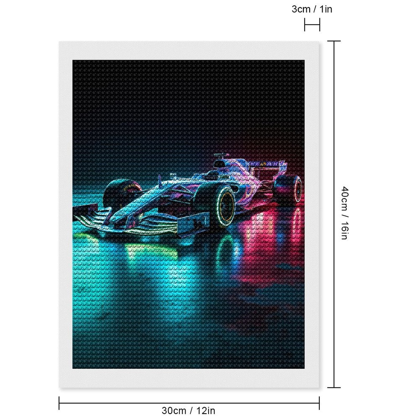 Diamond Art Kits for Adults, Neon Race Car Reflection 5D Diamond Painting Kits for Adults Beginners, DIY Full Drill Diamond Painting, Gem Art and Crafts 12x16