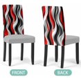 thumbnail image 3 of Stretch Chair Covers Set of 4, Abstract Wave Line Universal Fit Elastic Decorative Dining Chairs Slipcovers for Wedding, Banquet, Black Red White Gray Stripe, 3 of 6