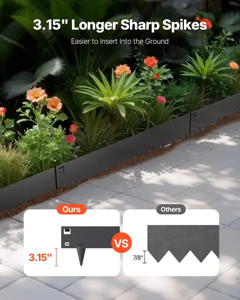 Rust-Resistant Steel Landscape Edging 5 Pack-39x3 Inches Durable Garden Border for Enhanced Outdoor Aesthetics