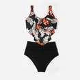 thumbnail image 5 of Odeerbi Mommy and Me Tankinis Swimsuits for Women Ruffled Tank Tops Athletic Floral Two Piece Bathing Suit Swimwear Parent-Child Clothing Mother Daughter Beachwear Set Adult Black, 5 of 8