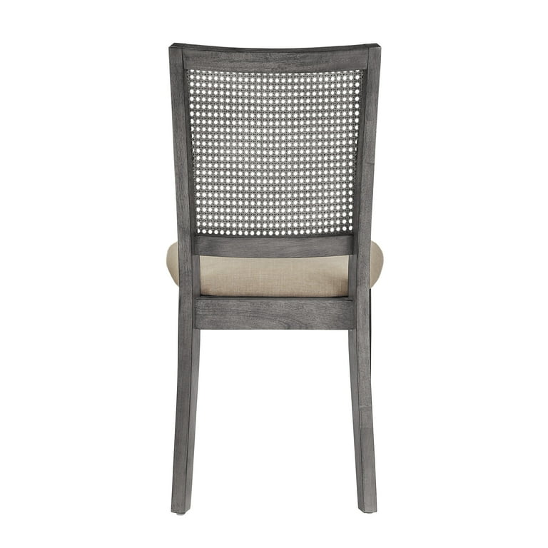 Weston Home Farmhouse Rattan Back Beige Sear Wood Dining Chairs