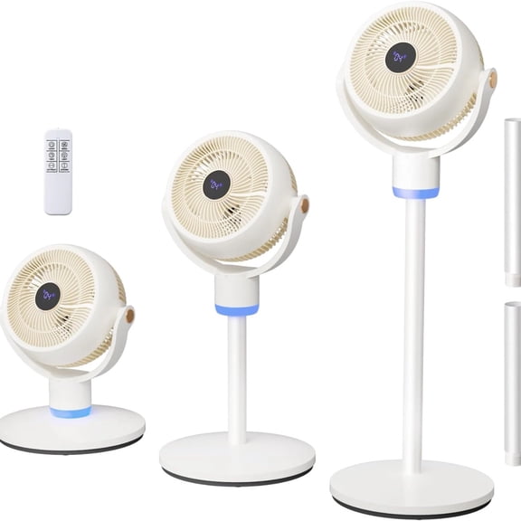 Ktaxon 40inch Standing Fan for Bedroom, 120° 90°Omni-directional Oscillating Fan, 3-in-1 Pedestal & Tabletop Fan with 3 Speeds, 12H Timer, Remote and Adjustable Height, Air Circulator Fan, White