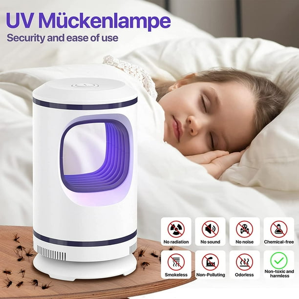 Lámpara antimosquitos, lámpara ultravioleta física para mosquitos, segura, no tóxica, funcionamiento silencioso, mata insectos portátil (blanca)