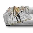thumbnail image 3 of Deer Soft Flannel Fleece Throw Blanket, Deer in Forest Autumn Colors Trees Foliage Wilderness Seasonal Artwork, Cozy Plush for Indoor and Outdoor Use, 50" x 70", Orange Green and White, by Ambesonne, 3 of 6