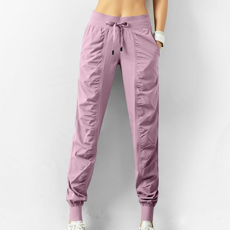 ylioge Tapered Normal Waist Pants for Women Pockets Drawstring