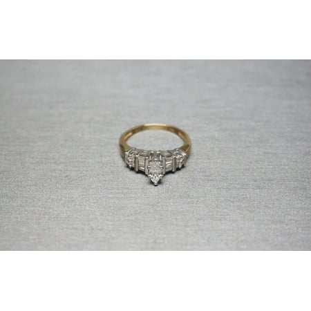 Silver Shop Marquise Cut Cubic Zirconia 14K Yellow Gold Finish Engagement Wedding Ring