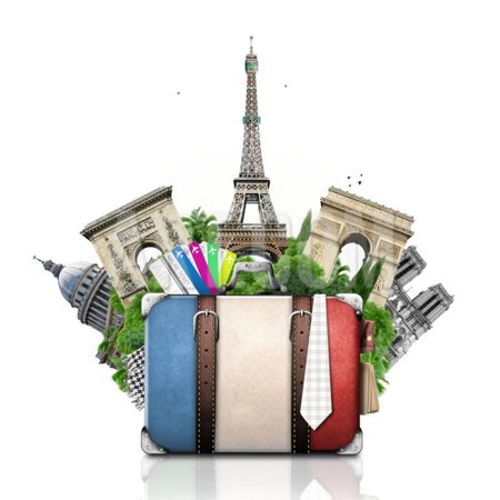 France and Attractions of Paris, Retro Suitcase Print Wall Art By (Best Attractions In Paris)