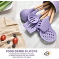 thumbnail image 4 of Silicone Kitchen Utensil Set,8 Pieces Cooking Kitchen Utensils Set with with Wooden Handle,Non Stick Silicone Gadgets Utensil Set with Holder,Heat Resistant Cooking Tools Set for Cooking (Purple), 4 of 7
