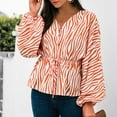 thumbnail image 6 of Womens Fall Tunic Tops Henley V Neck Lantern Long Sleeve Blouses Trendy Printed Button Drawstring Tshirts for Leggings, 6 of 7