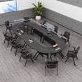 thumbnail image 3 of 8 PACK Folding Conference Tables with Wheels Mobile Meeting Table Rolling Conference Room Tables Seminar Tables for Office Training Classroom-Fan Shaped, 3 of 7