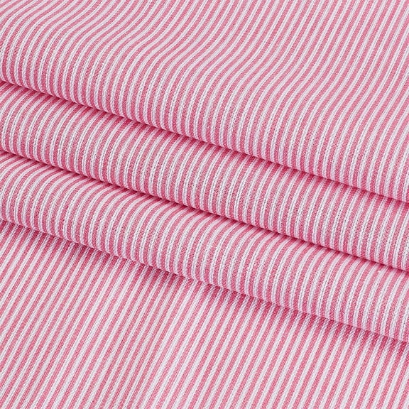 2 Yards Woven Ticking Striped Fabric 72 x 60 Inch Pink Line Pattern Soft Tablecloth by The Yard for Pillows Curtains Home Decoration Apparel Crafts Accents Bedding Upholstery Hot Pink