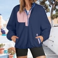 thumbnail image 2 of Towmus Sweatshirt for Women Plus Size Fuzzy Fleece Jacket Color Block Button Long Sleeve Pullover Casual Sweatshirts Tops, 2 of 5