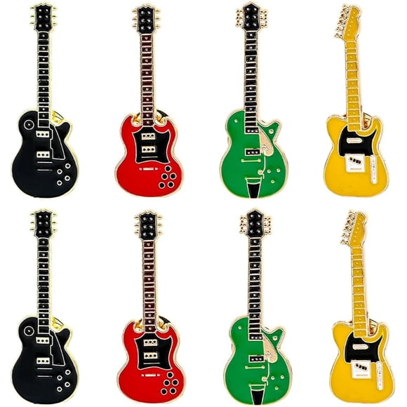 8 Pcs 4 Colors Enamel Pins for Backpacks Colorful Cute Guitar Enamel Lapel Pins Brooch Pins Pin for Bag Hat Clothes Jacket Decoration 46x17mm