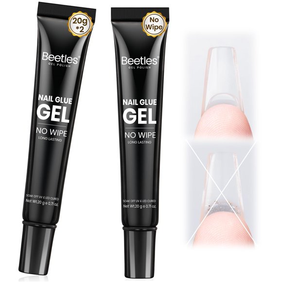 Pegamento de uñas Gel Beetles, 20 ml, paquete de 2 unidades, sin toallitas, para uñas acrílicas