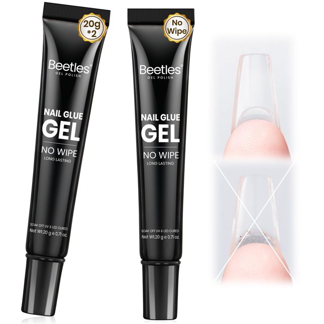 Pegamento de uñas Gel Beetles, 20 ml, paquete de 2 unidades, sin toallitas, para uñas acrílicas