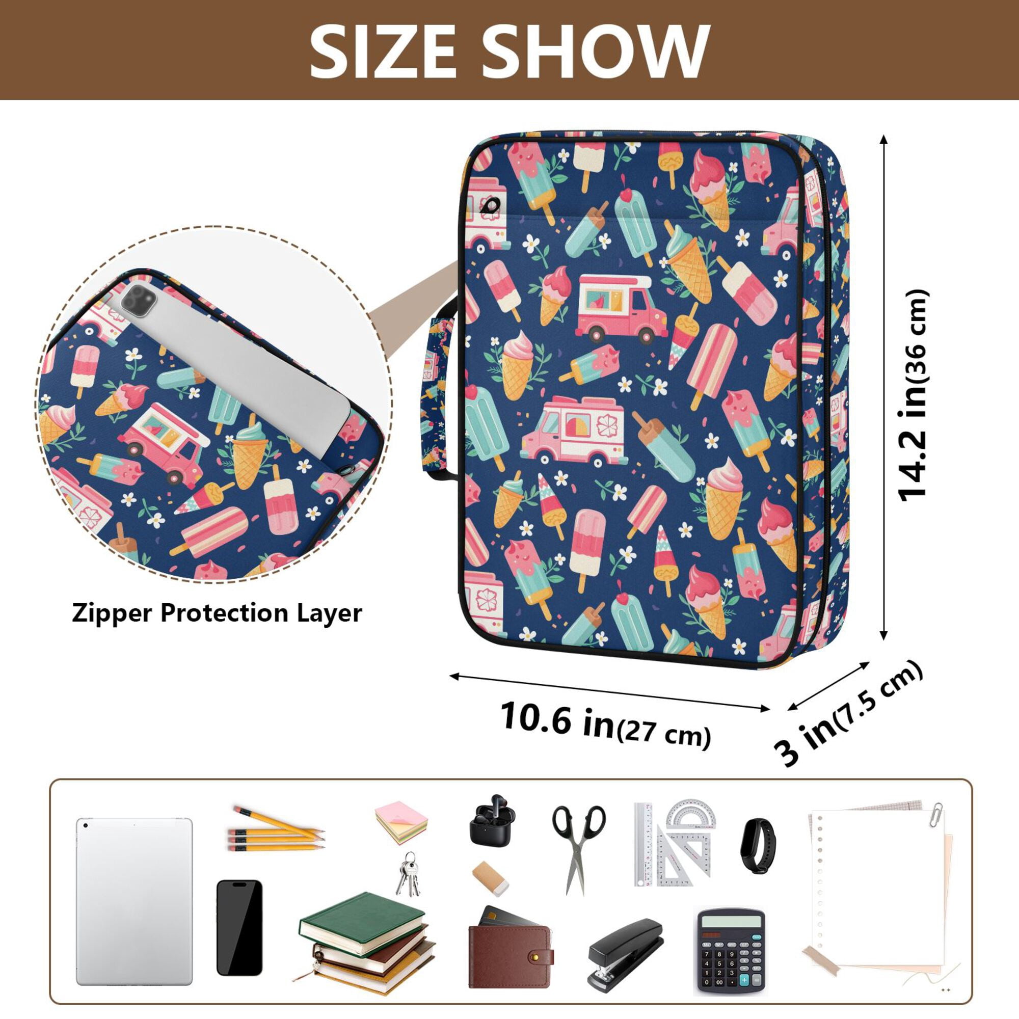 FORMRS Accordion File Folder A4 Size 7-Pocket Expanding Document Organizer Bag with 3 Ring Binder, Pink Cartoon Truck Pattern