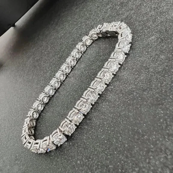 3MM 8.00Ct Round Cut Simulated Diamond Women's Engagement Tennis Link Bracelet 7" 14k White Gold Plated 925 Silver For Her