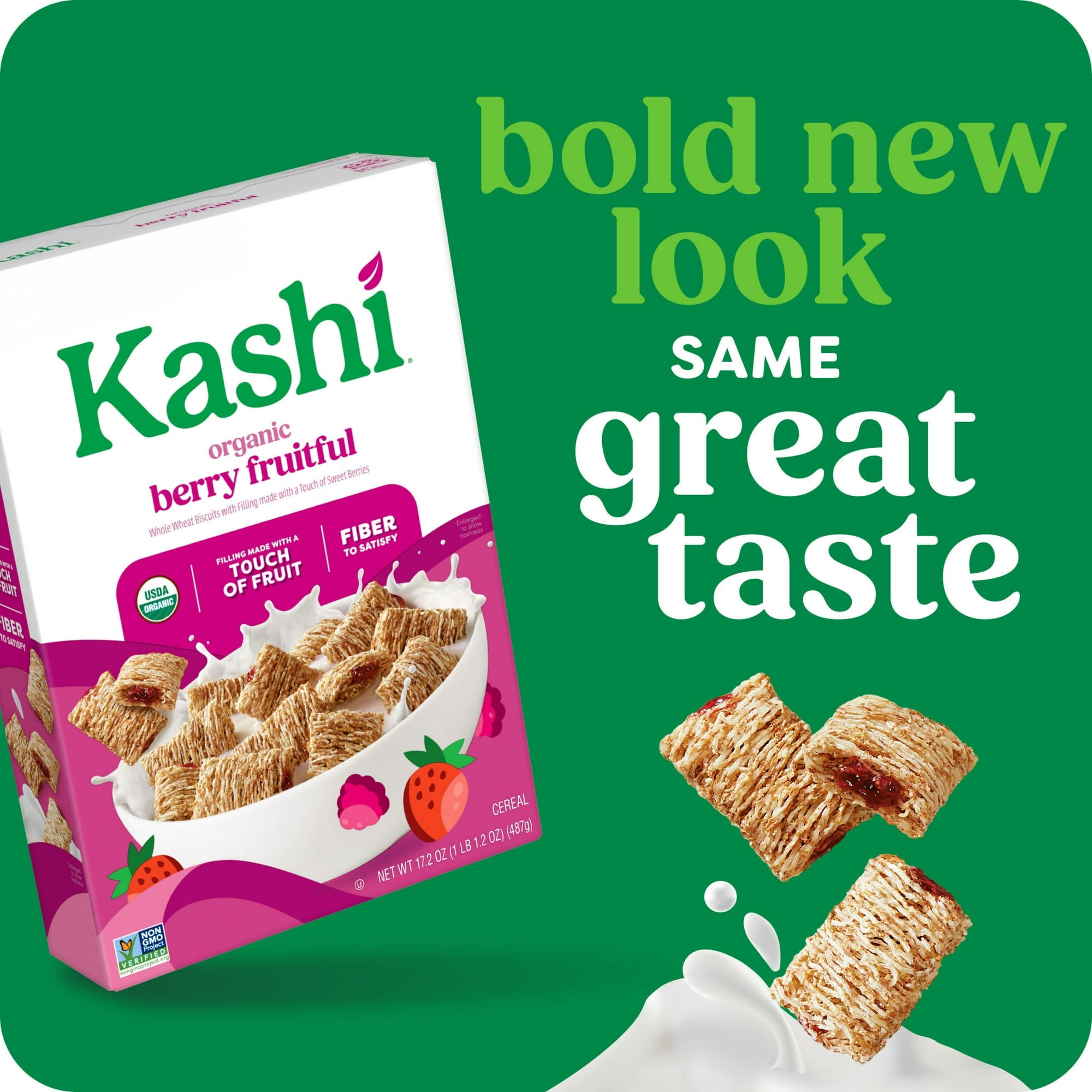 Kashi Breakfast Cereal, Organic, Fiber Cereal, Berry Fruitful, 17.2oz Box