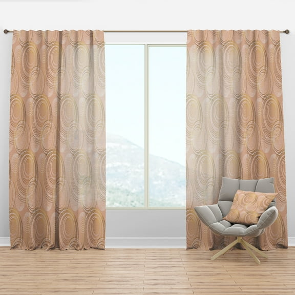 Designart 'Gold Rose Abstract Geometry Luxury' Mid-Century Modern Curtain Panel