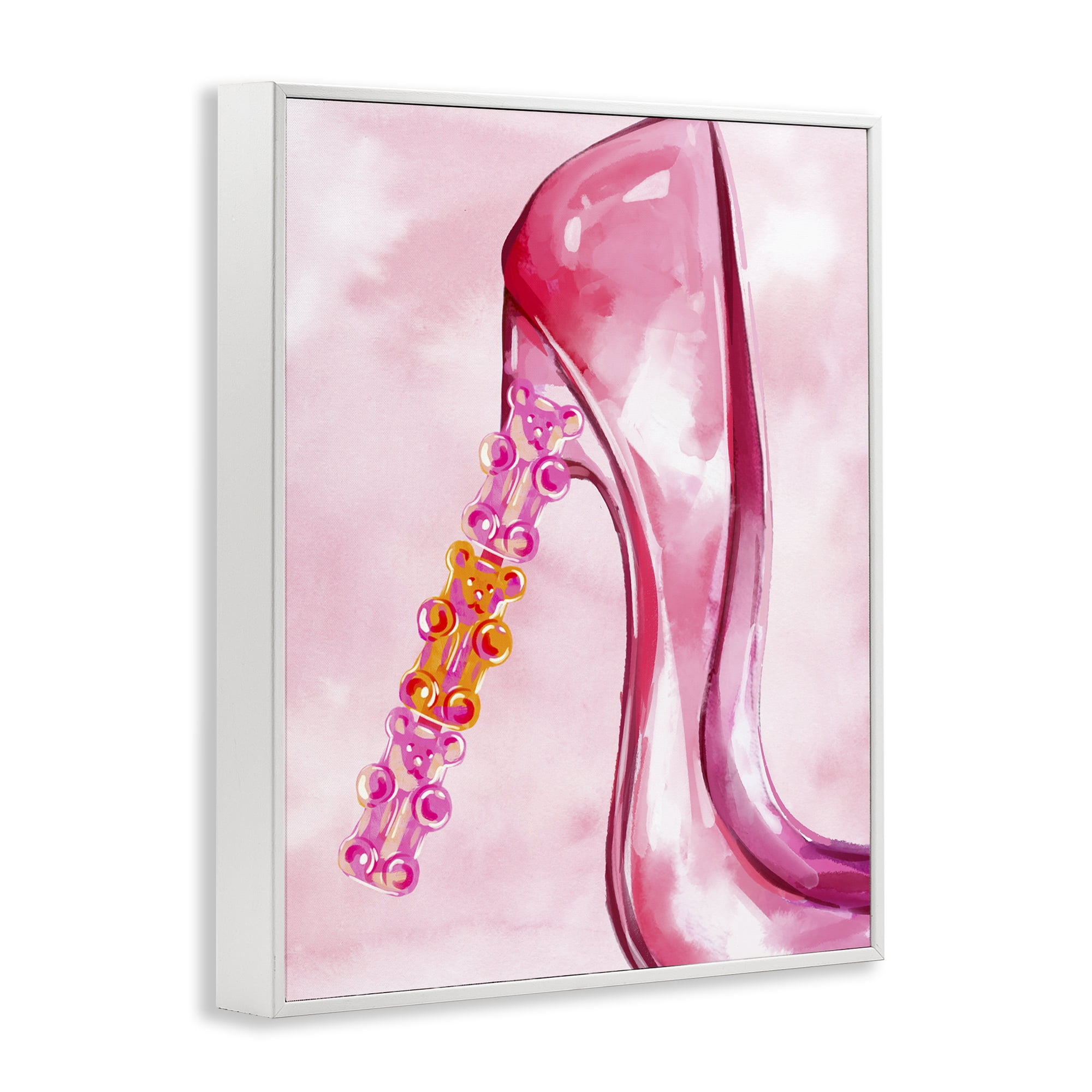 Stupell Industries Candy Bear Heel Beauty & Fashion Painting White Framed Art Print Wall Art, 11 x 14