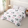 thumbnail image 3 of Erosebridal Pink Ribbon Bowknot Twin Quilt Set For Bow Girl,Cartoon Soccer Pattern Ball Sport Theme Twin Coverlet Set,2 Pieces, 3 of 7
