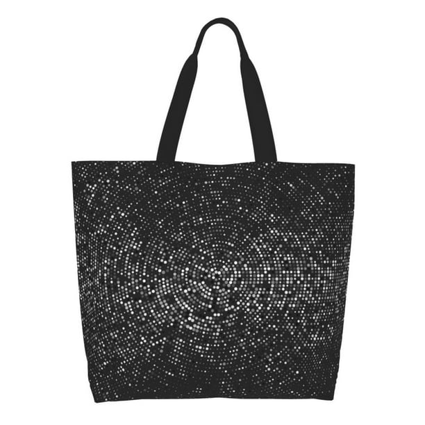 Disketp Black And White Dotted Bolsa Tote Estampada para Mujer, Bolso de Hombro y de Mano para Compras y Viajes