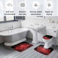 thumbnail image 5 of Red Black Floral Bath Mat 3 Piece Bathroom Rug Set, Modern Minimalist Gradient Flowers Non Slip Bath Rug Contour Mat and Toilet Lid Cover, Absorbent Shower Mats Soft Bath Rugs and Mats Sets, 5 of 8