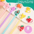thumbnail image 3 of 8 PCS Christmas Straw Topper, Straws Cover for Stanley 30&40 Oz Tumbler, Cute Christmas Straws Caps in Various Shapes, Drinking Straw Tip Covers for 0.4 Inch/10 mm Straw, 3 of 11