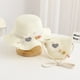 thumbnail image 5 of Sombrero de 52-54cm de circunferencia, Sombrero de Paja de verano para niños, sombrero de playa a cuadros, patrón de amor, sombrero para el sol y conjunto de bolsa de paja, 5 of 6