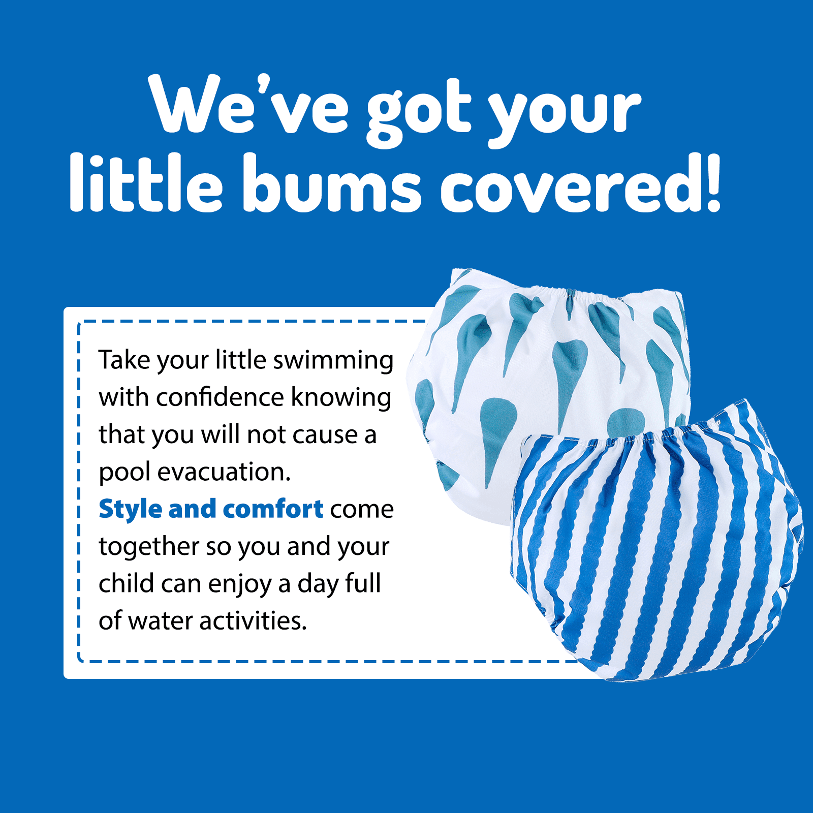 Piu Dino Baby Pool Diaper (Kit w/ 2 units) - Blue