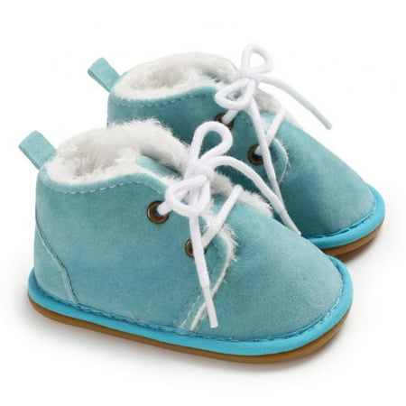 

Baby Booties Baby Girl Shoes Winter Warm Fur Lining Non-Slip Lace Up Newborn Boots Infant Toddler First Walker Crib Shoes