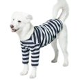thumbnail image 1 of Lucky Petter Camisas De Algodón Para Perros Pequeños Y Grandes, Camisetas De Rugby A Rayas, Suave Y Transpirable, Ropa Para Mascotas (4Xl Gris/Azul Marino), 1 of 1