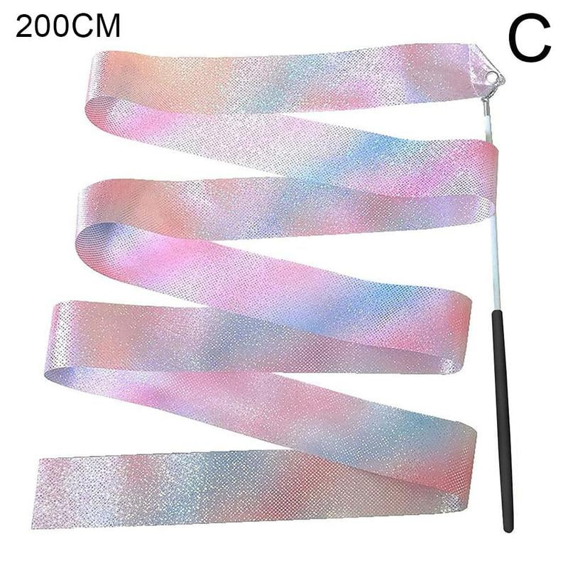 Jenny Watson Dance Ribbons Streamers,2M Flashing Star Rhythmic Gymnastic Ribbon Dance Ribbon Art