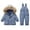 Blue, variant on Aoochasliy Coats for Girls Boys Casual Winter Baby Polka Dot Printing Thickened Down Jacket Strap Pants 2 Piece Suit
