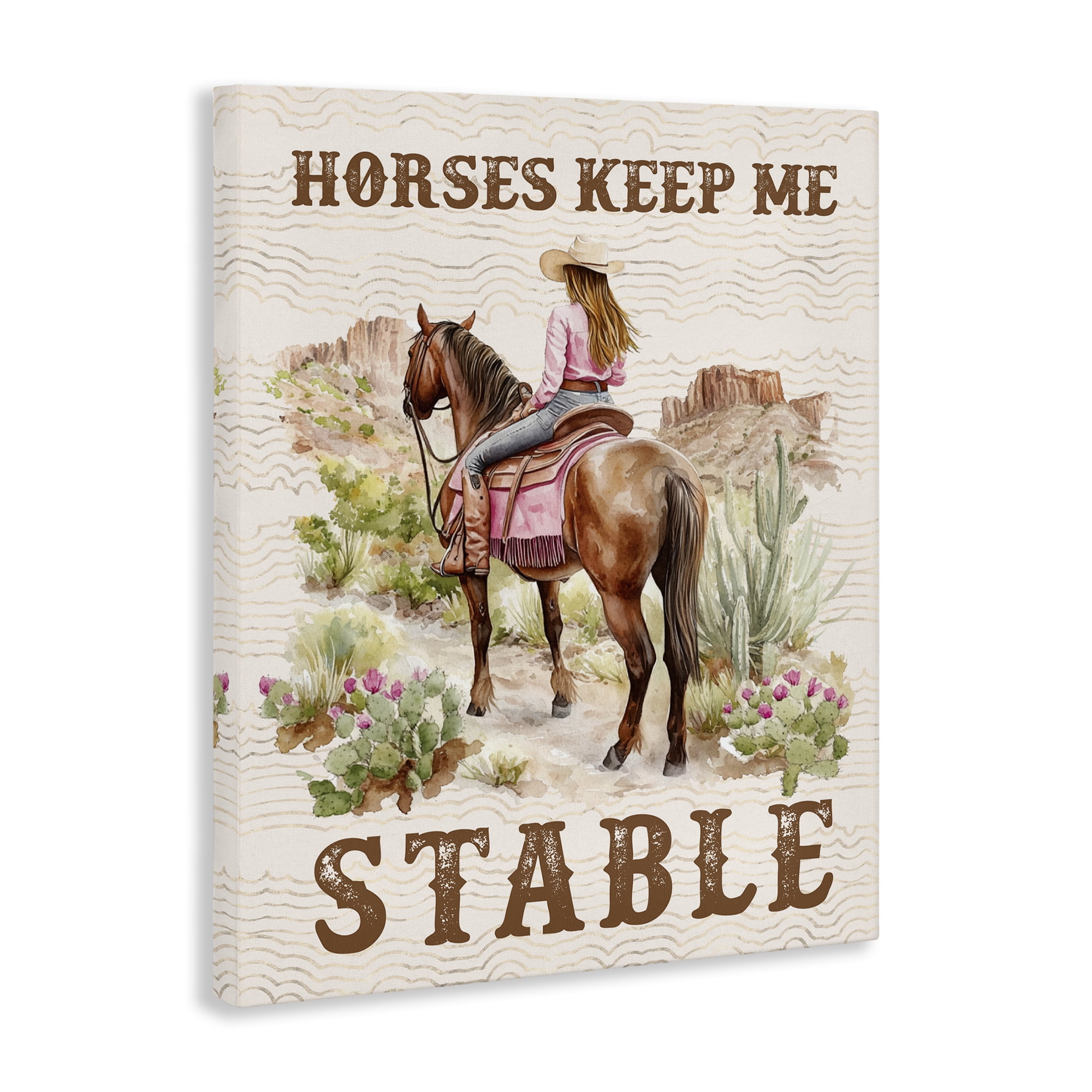 Stupell Industries Horses Keep Me Stable People Painting Wrapped Canvas Art Print Wall Art, 30 x 40