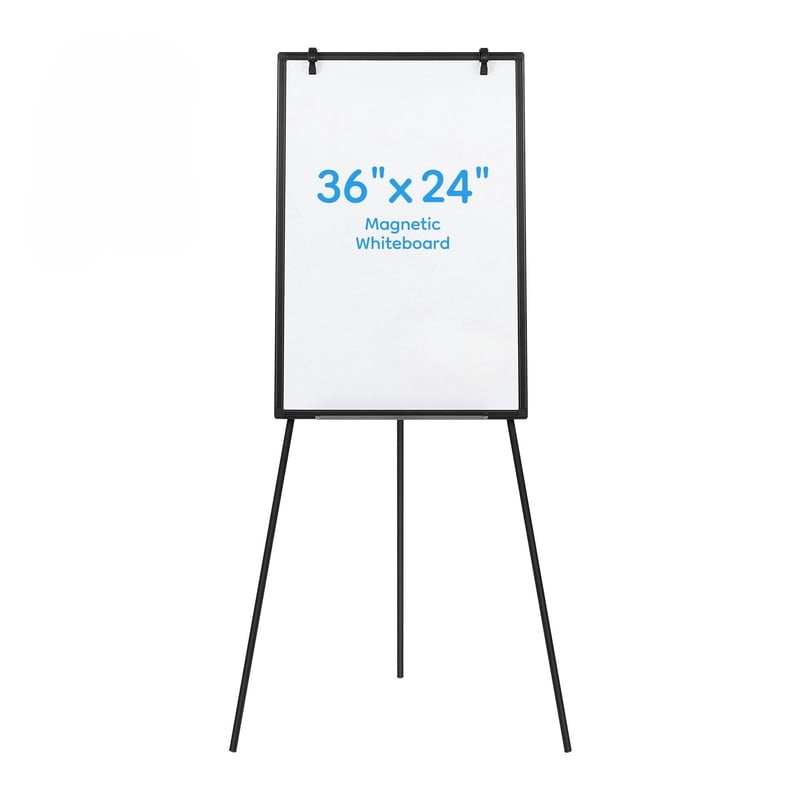 Kelno 36"x24" Magnetic White Board Dry Erase Height Adjustable Portable Tripod Easel Stand, Black
