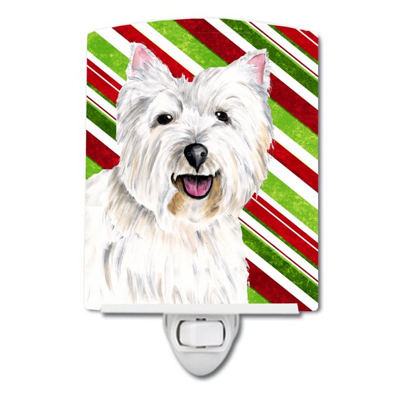 Westie Candy Cane Holiday Christmas Ceramic Night Light