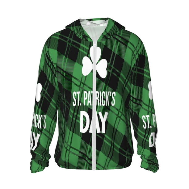 Balery St Patrick's day Sudadera ligera de manga larga con capucha y protección solar UPF 50+ para hombre y mujer, ideal para pesca y running-Medium